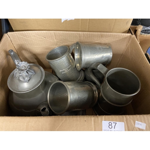 87 - BOX OF PEWTER