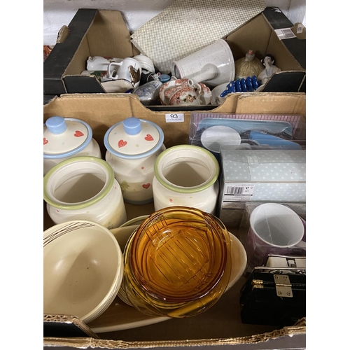 93 - 2 BOXES OF POTTERY & GLASS