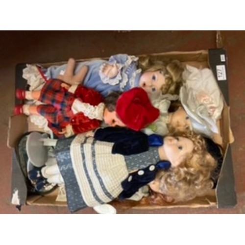 127 - BOX OF POTTERY DOLLS