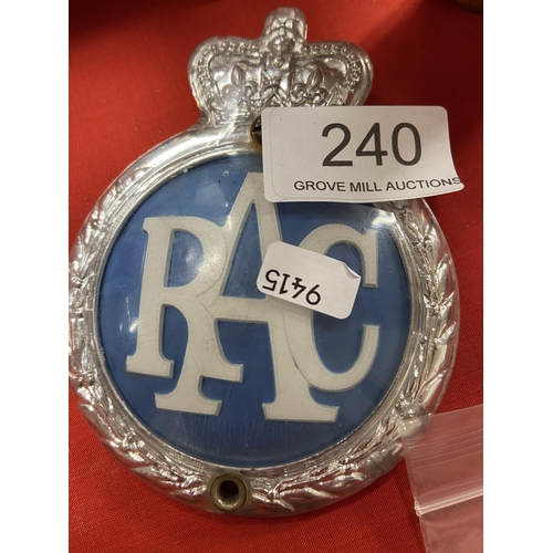 240 - REPLICA R A C BADGE(PLASTIC)