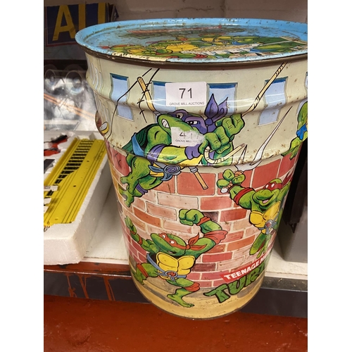 71 - METAL 'TEENAGE MUTANT NINJA TURTLE' LIDDED BIN