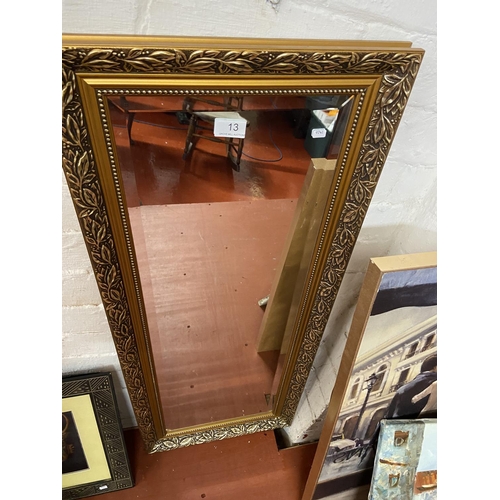 13 - HEAVY GILT FRAMED OBLONG MIRROR