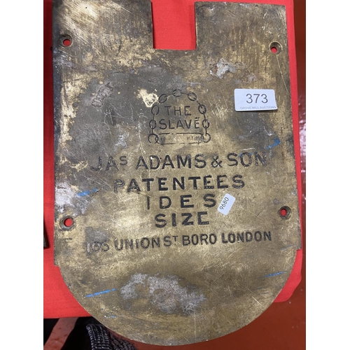 373 - BRASS 'UNION ST BORO LONDON' PLAQUE