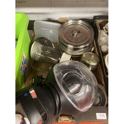 106 - BOX OF KITCHENLIA INCL DOLCE GUSTO MACHINE (A/F)