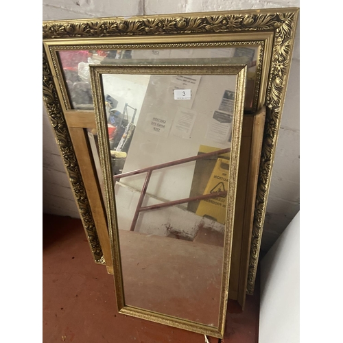 3 - GILT FRAMED MIRROR & 2 OTHERS