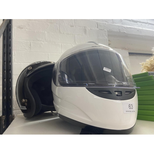 63 - 2 CRASH HELMETS