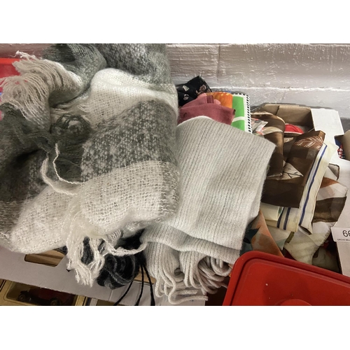 66 - BOX INCL SCARVES, HATS & GLOVES