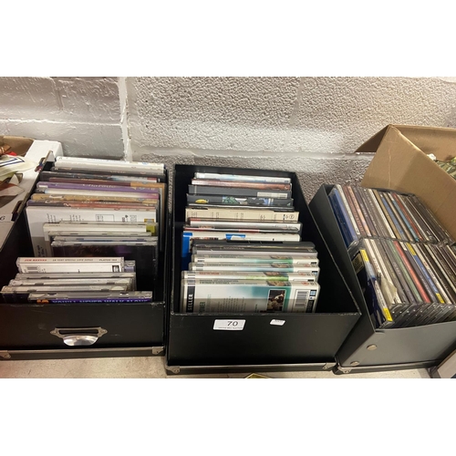 70 - 3 SMALL BOXES OF DVDS & CDS