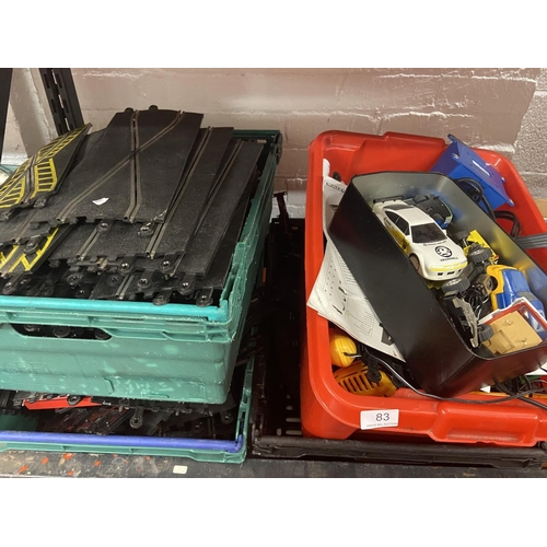 83 - 4 BOXES OF SCALEXTRIC TRACK & CARS