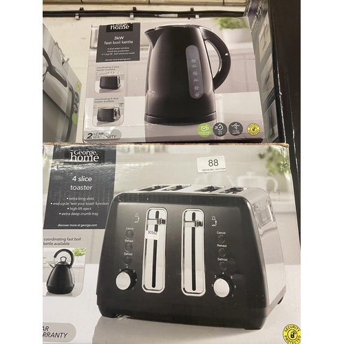 88 - BOXED BLACK TOASTER & BOXED BLACK KETTLE (A/F)