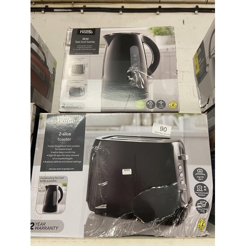 90 - BOXED BLACK TOASTER & BOXED BLACK KETTLE (NEW) (A/F)