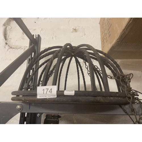 174 - 2 WROUGHT IRON HANGING BASKETS