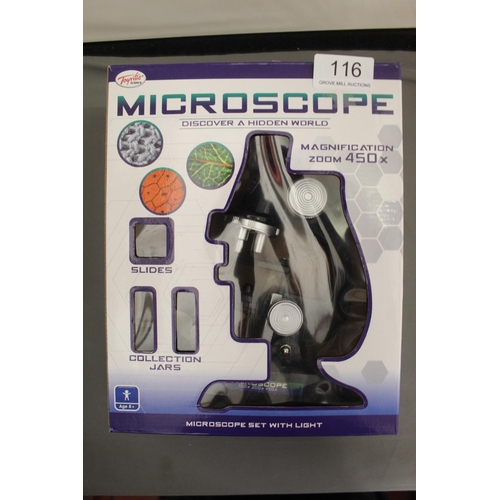 116 - BOXED MICROSCOPE SET WITH LIGHT