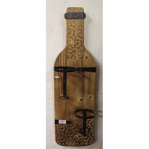 291 - WOODEN WALL WINE HOLDER