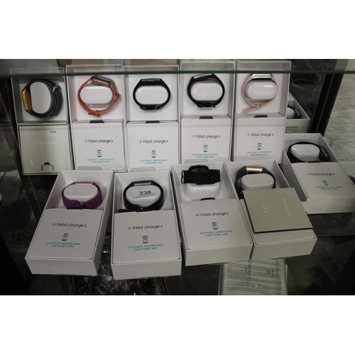 338 - 10 BOXED FITBIT CHARGE 3 & IONIC SMART WATCHES  (A/F)