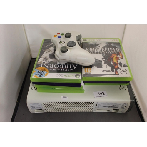 342 - XBOX 360 HDD WHITE WITH GAMES (A/F)