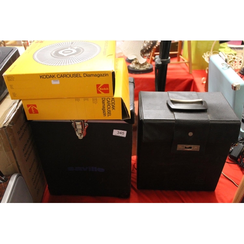 345 - CASED KODAK & SAVILLE PROJECTORS & 2 BOXED SLIDE CAROUSELS