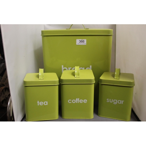 366 - 4 PIECE GREEN KITCHEN STORAGE SET