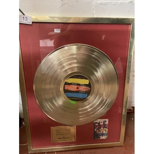 13 - FRAMED POLICE SYNCHRONICITY RECORD