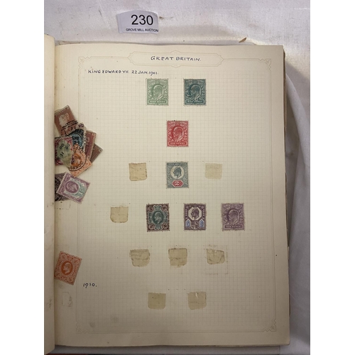 230 - BOX OF EARLY & LATER GB ,ISLANDS & BCW STAMPS IN 4 ALBUMS