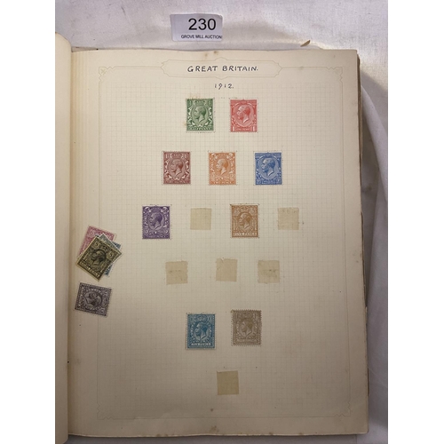 230 - BOX OF EARLY & LATER GB ,ISLANDS & BCW STAMPS IN 4 ALBUMS