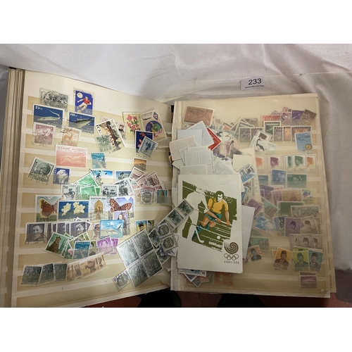 233 - BOX OF HONG KONG, INDONESIA, INDIA & ARGENTINA STAMPS IN ALBUMS & POSTAL HISTORY BOX