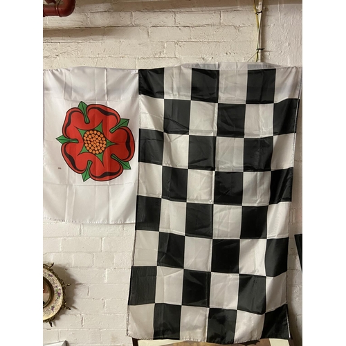 3 - LANCASHIRE ROSE FLAG & A CHEQUERED FLAG