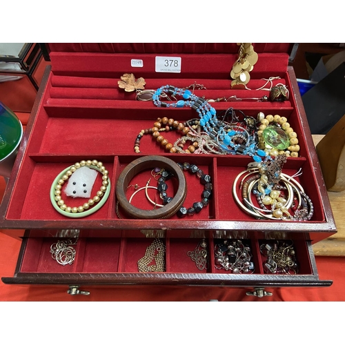 378 - JEWELLERY BOX & COSTUME JEWELLERY