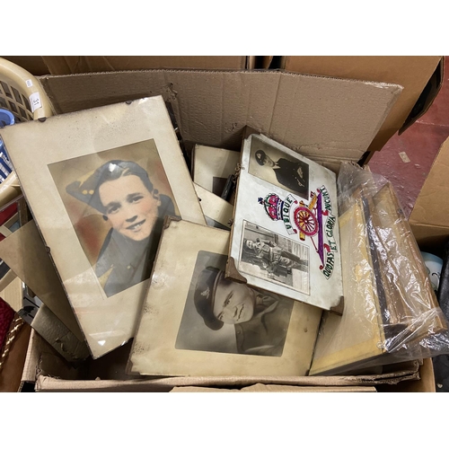 38 - BOX OF MIXED ITEMS INCL VINTAGE PHOTOS