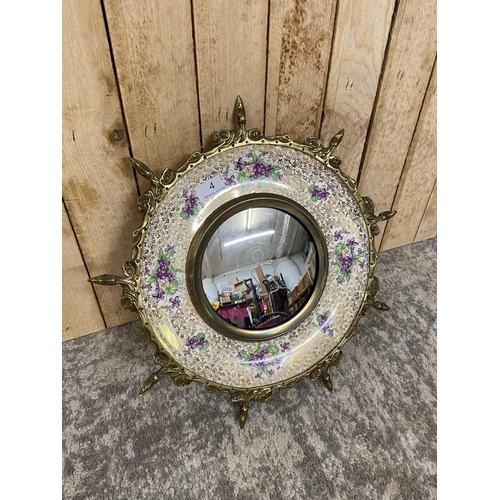 4 - BRASS TRIMMED BURLEIGH WARE PLATE MIRROR