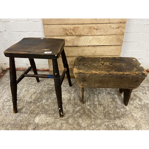 452 - 2 VINTAGE WOODEN STOOLS