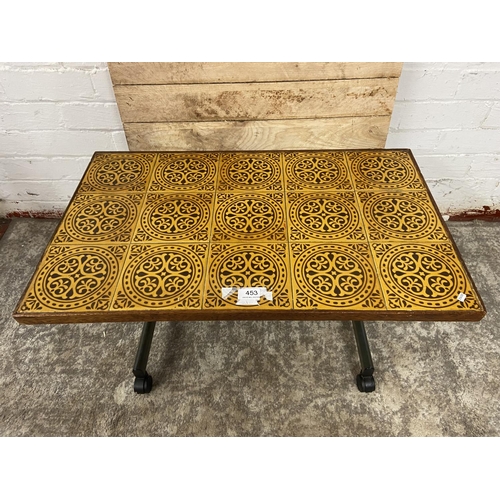 453 - RETRO TILE TOPPED TABLE ON CASTERS