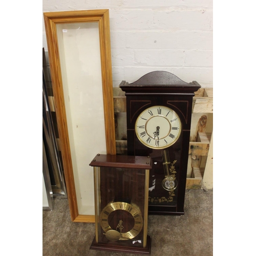 9 - WALL DISPLAY & 2 CASED WALL CLOCKS