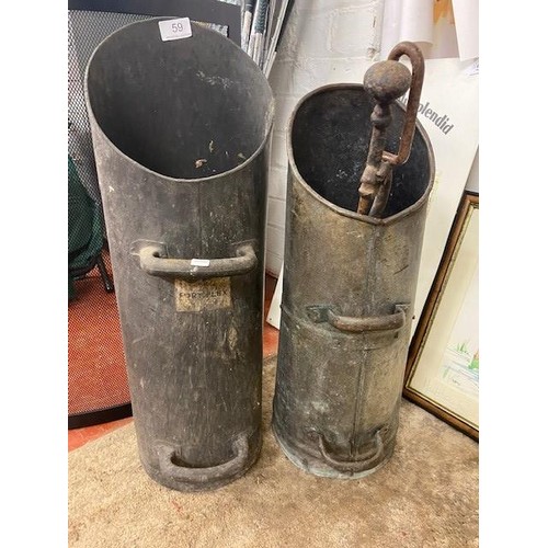 59 - METAL COAL SCUTTLE & 1 OTHER