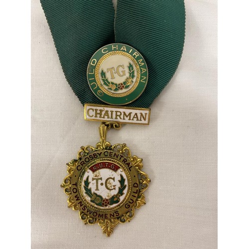 248 - ENAMEL CHAIRMAN TOWNSWOMEN GUILD BADGE & NECKLACE