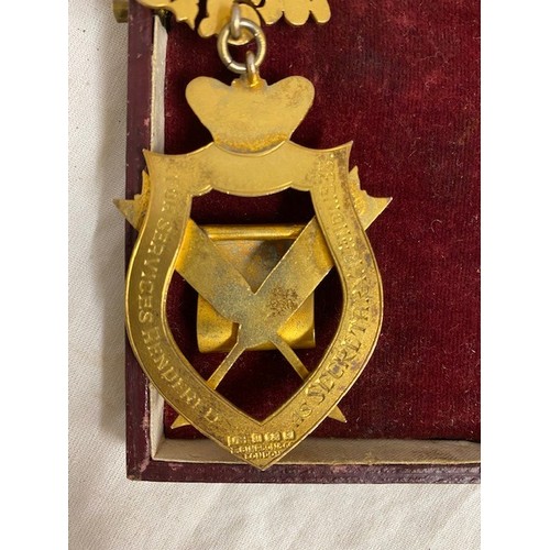 276 - CASED SILVER HALLMARKED MASONIC RIBBON MEDAL & BADGE