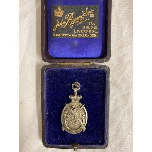 279 - CASED LIVERPOOL SILVER HALLMARKED RIFLE BADGE