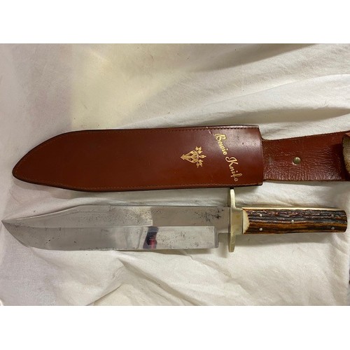 280 - CASED WILLIAM ROGERS SHEFFIELD BOWIE KNIFE IN SHEATH