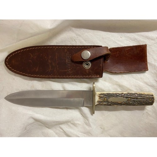 281 - CASED J.RUSSELL & CO GREEN RIVER WORKS BOWIE KNIFE IN SHEATH