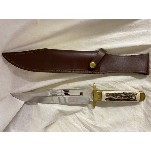 282 - CASED J.ADAMS LTD SHEFFIELD BOWIE KNIFE IN SHEATH