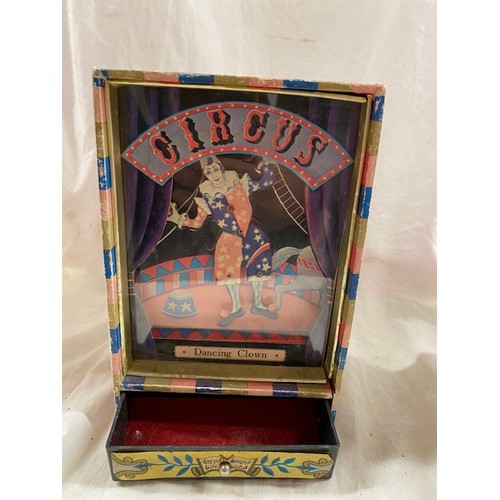 311 - VINTAGE WIND-UP CIRCUS CLOWN JEWELLERY BOX