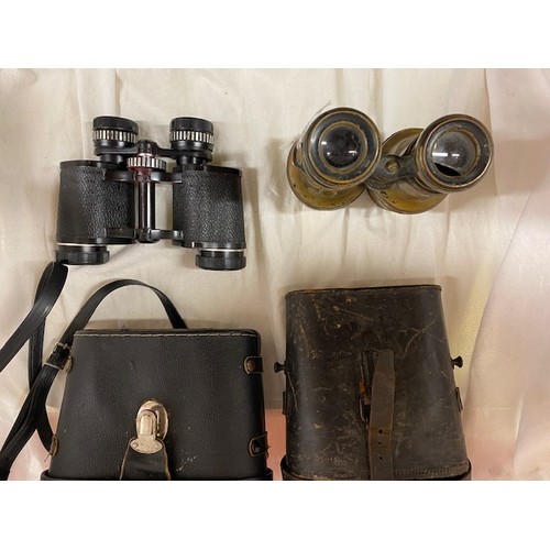 328 - VINTAGE CASED BRASS BINOCULARS & CASED BINOCULARS