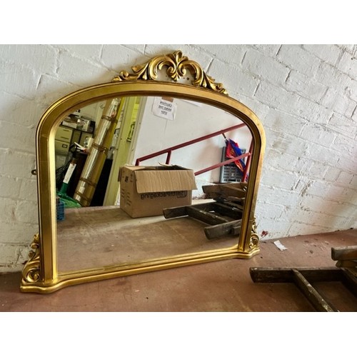 3 - LARGE GILT FRAMED ARCH OVERMANTLE MIRROR