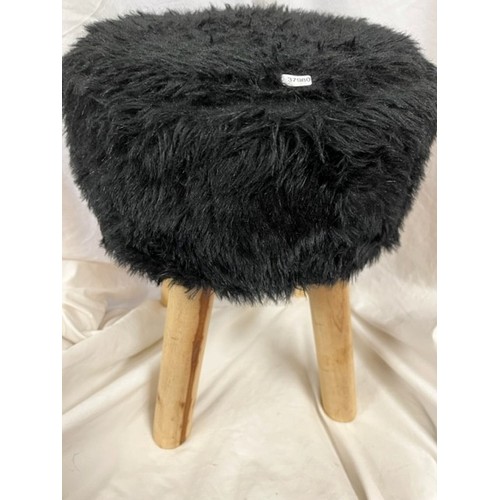 30 - BLACK 'FLUFFY' FOOT STOOL