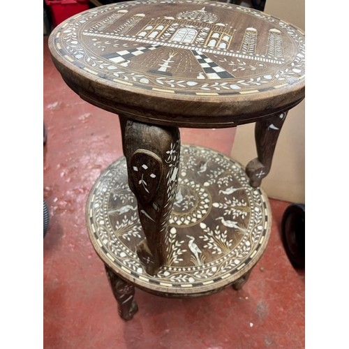 34 - 2 INLAID INDIAN STOOLS