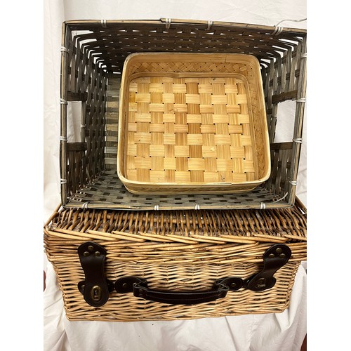 16 - WICKER PICNIC BASKETS & 2 OTHERS