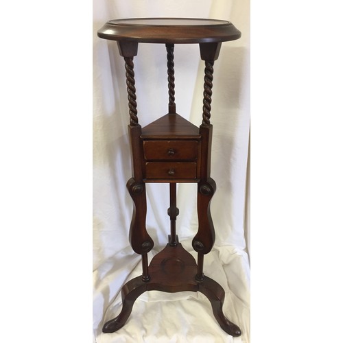 29 - ANTIQUE MAHOGANY BARLEY TWIST WIG/PLANT STAND