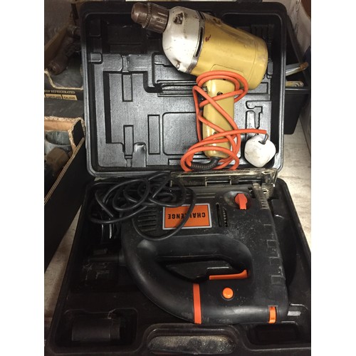 123 - CASED CHALLENGE JIG SAW & ELECTRIC DRILL(A/F)