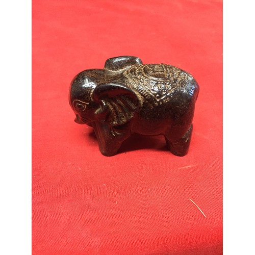 163 - ORIENTAL CARVED WOOD ELEPHANT NETSUKE