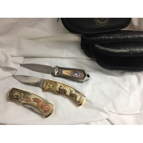 191 - 3 CASED FRANKLIN MINT FOLDING KNIVES